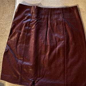burgundy faux leather skirt